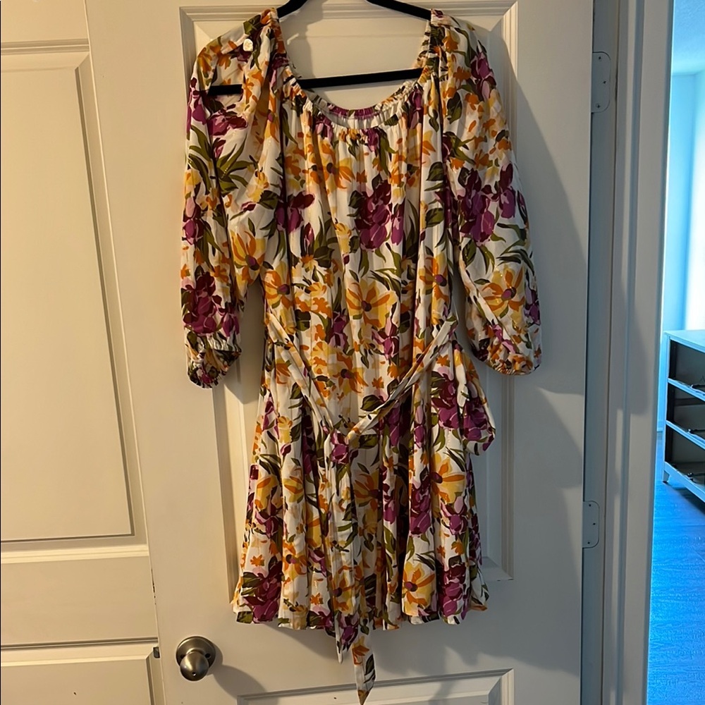 Cato Floral Mini Dress - Purple, Yellow, White